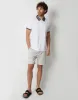 White Contrast Pattern Collar Polo Shirt sold by Threadbare
