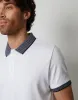 White Contrast Pattern Collar Polo Shirt sold by Threadbare
