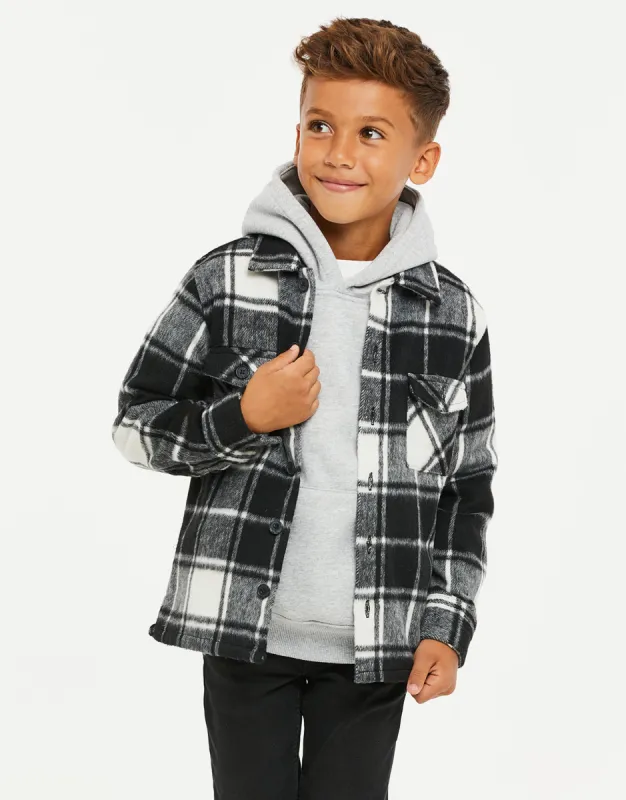 Boys' Black Check Long Sleeve Shirt sold by Threadbare