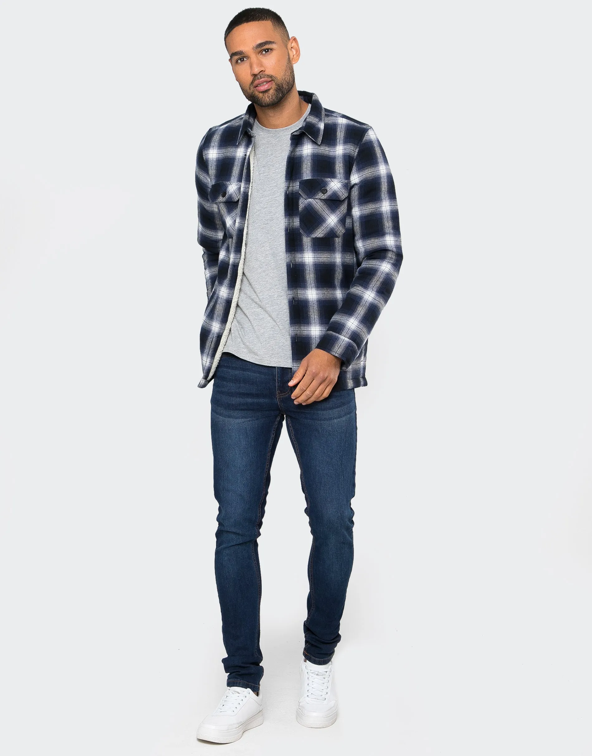 Men's Blue Check Borg Lined Long Sleeve Shirt sold by Threadbare product image thumbnail 4
