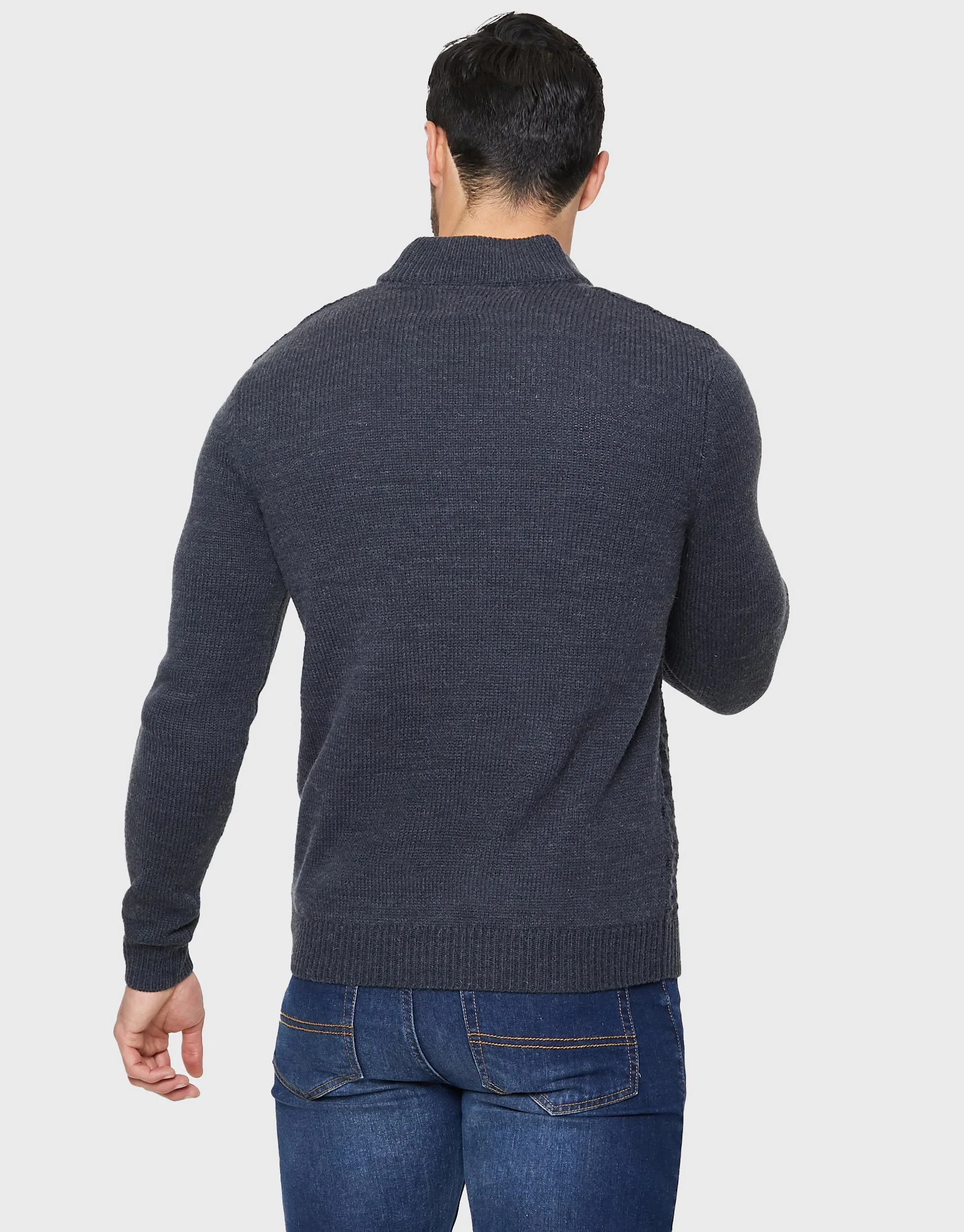 Men's Blue Open Button Turtleneck Jumper sold by Threadbare product image thumbnail 2