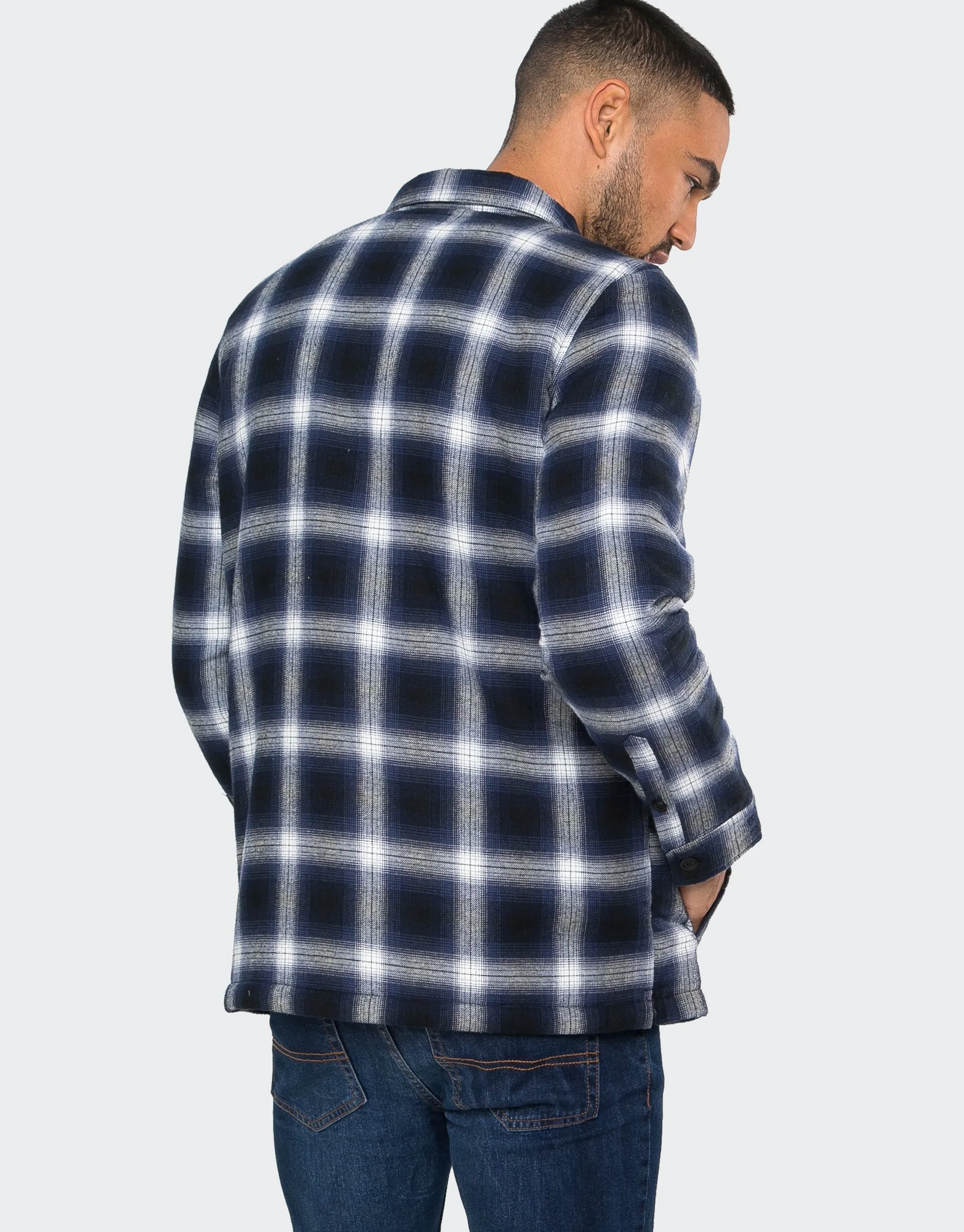 Men's Blue Check Borg Lined Long Sleeve Shirt sold by Threadbare product image thumbnail 3