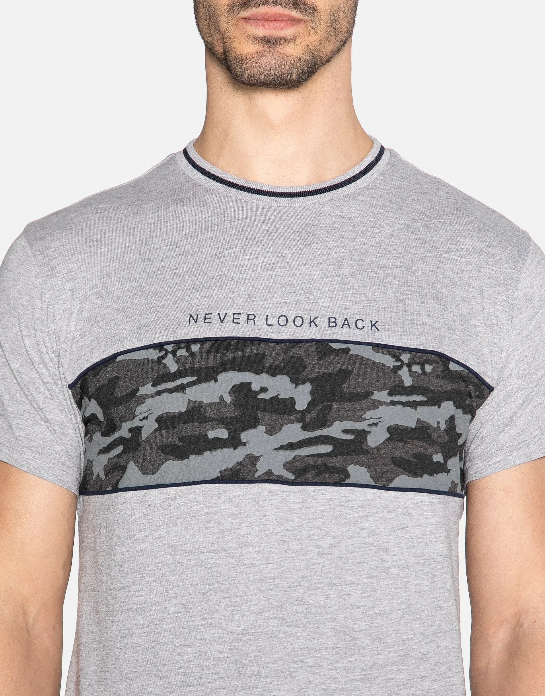 Men's Light Grey Camo Stripe T-Shirt sold by Threadbare product image thumbnail 4