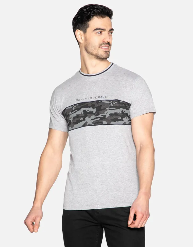 Men's Light Grey Camo Stripe T-Shirt sold by Threadbare