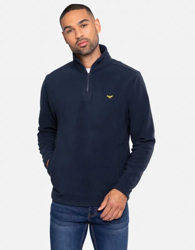 Threadbare Men's Navy Quarter Zip Fleece Sweatshirt sold by Threadbare