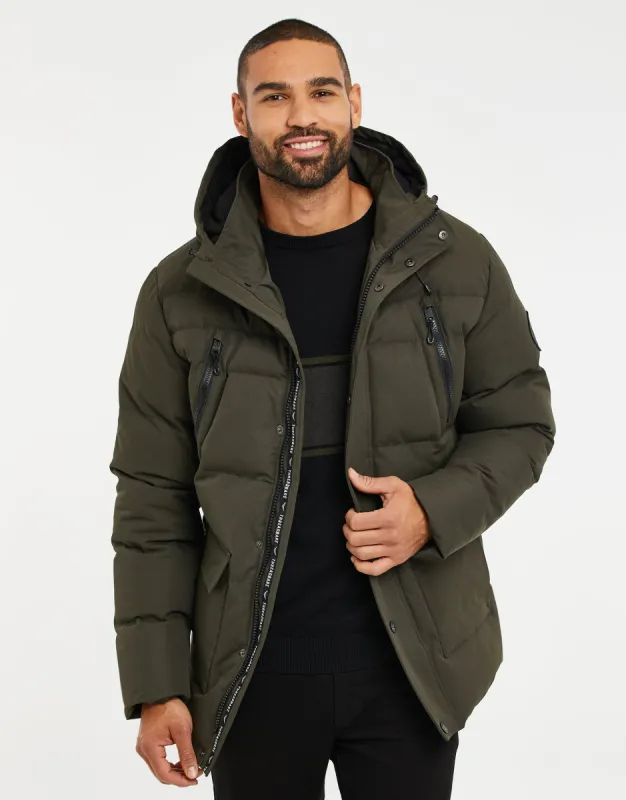 Men's Khaki Hooded Padded Jacket sold by Threadbare