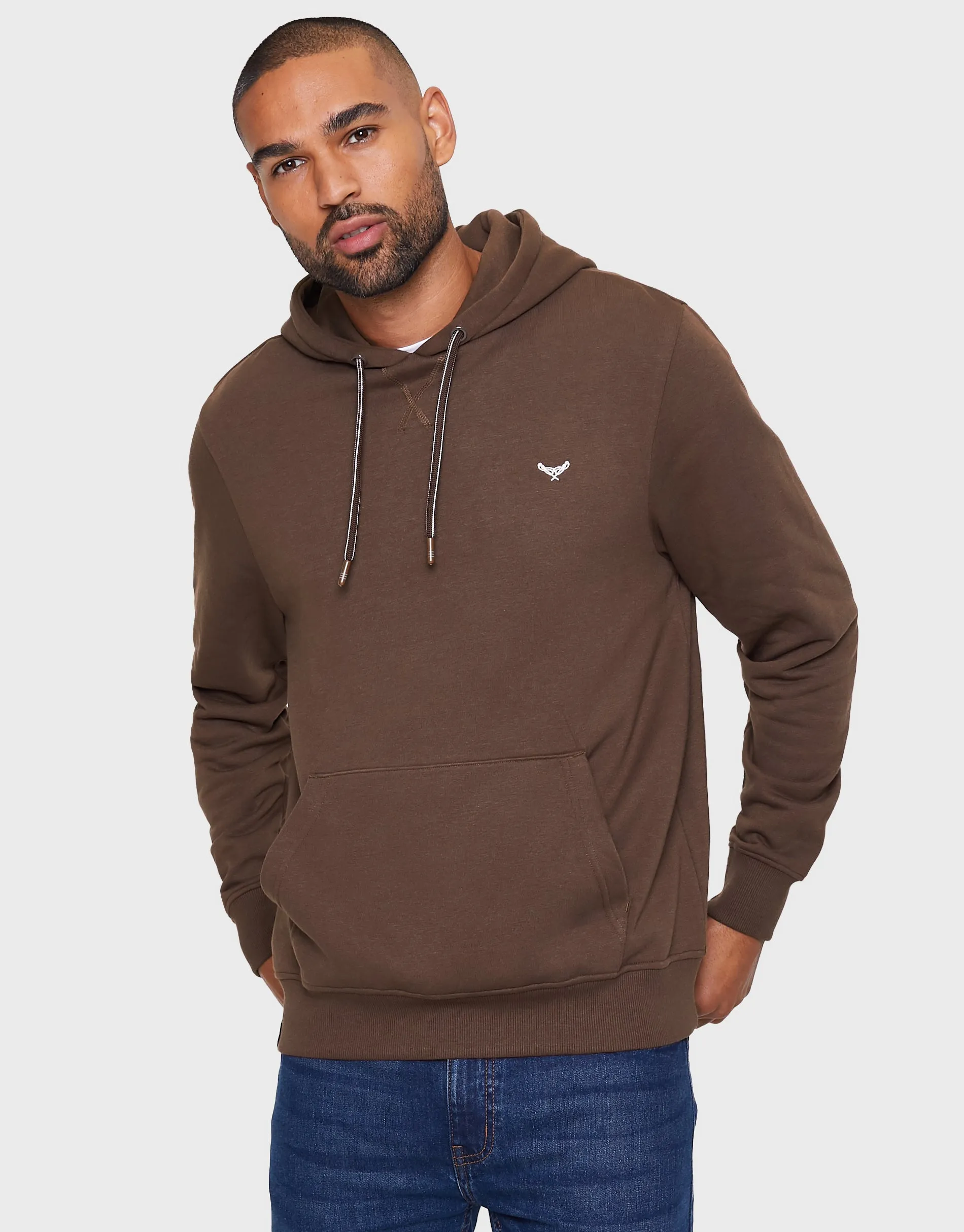 Chocolate Brown Overhead Hoodie sold by Threadbare