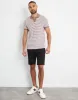 Brown & White Stripe Open Neck Collar Polo Shirt sold by Threadbare