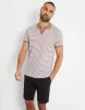 Brown & White Stripe Open Neck Collar Polo Shirt sold by Threadbare