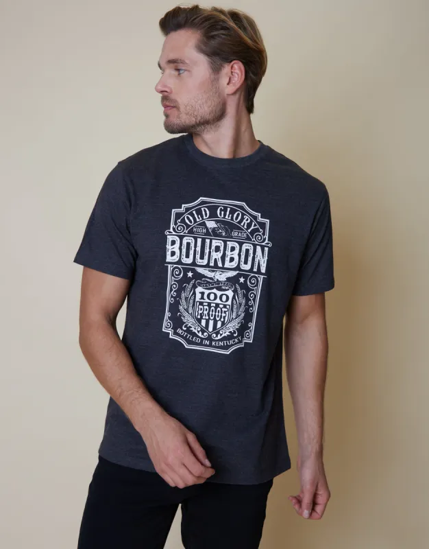 Men's Black Bourbon Graphic Print T-Shirt made by Threadbare