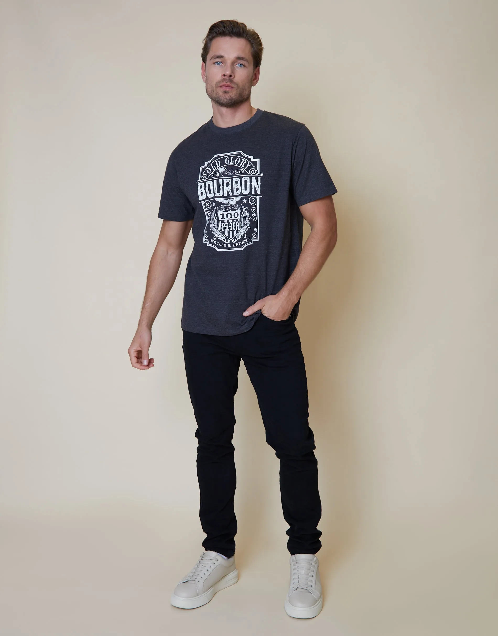 Men's Black Bourbon Graphic Print T-Shirt sold by Threadbare product image thumbnail 3