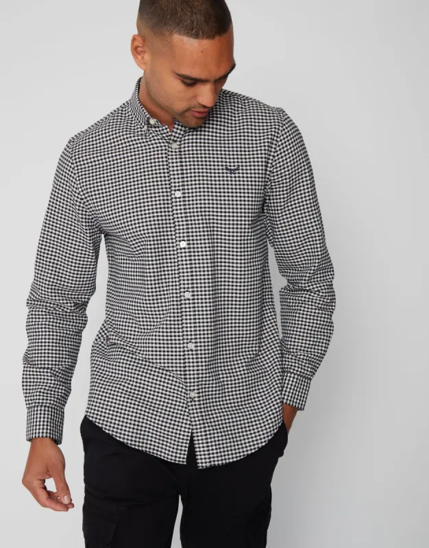 Threadbare Men's Black Check Cotton Long Sleeve Shirt sold by Threadbare