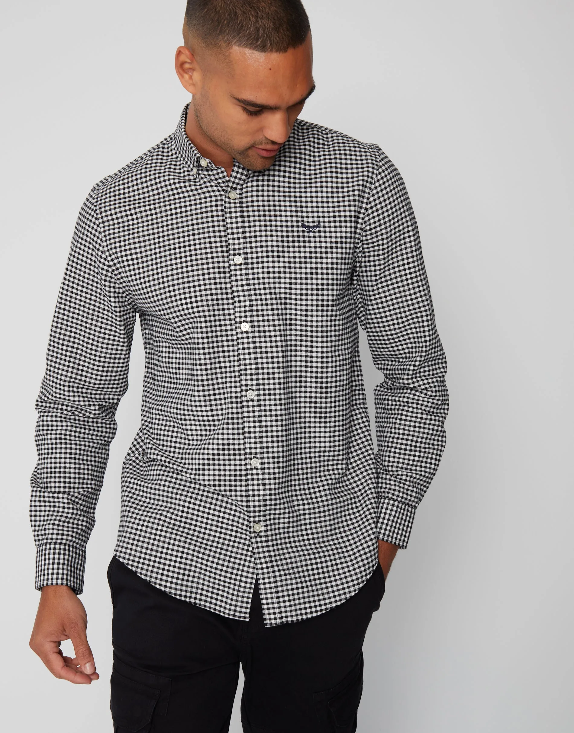 Threadbare Men's Black Check Cotton Long Sleeve Shirt sold by Threadbare