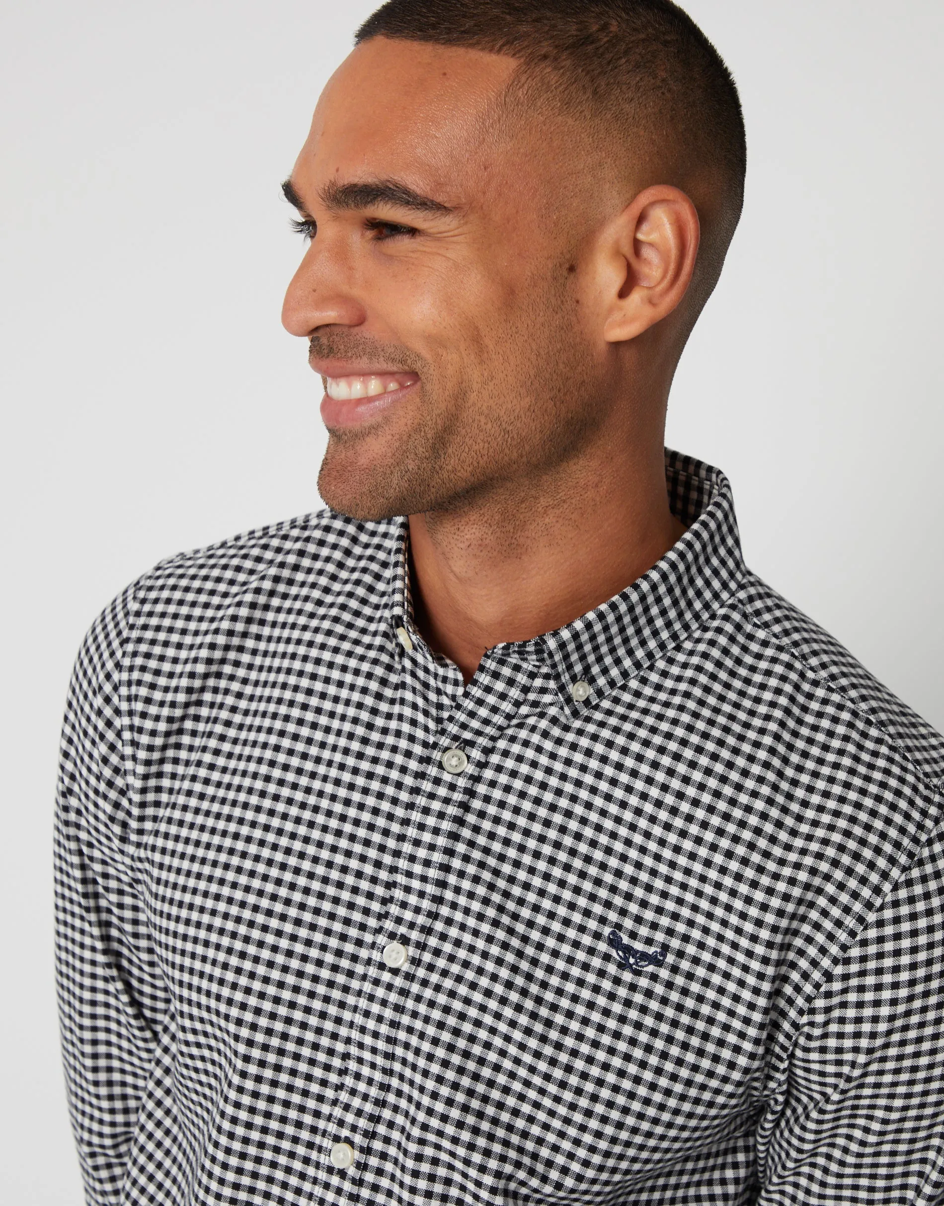 Threadbare Men's Black Check Cotton Long Sleeve Shirt sold by Threadbare product image thumbnail 4