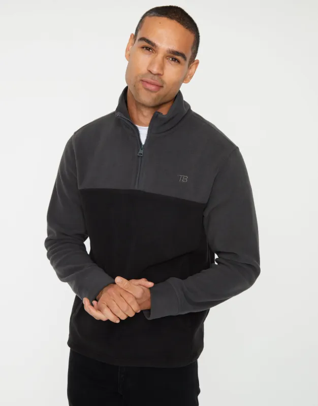 Slate Grey Colourblock Quarter Zip Fleece sold by Threadbare