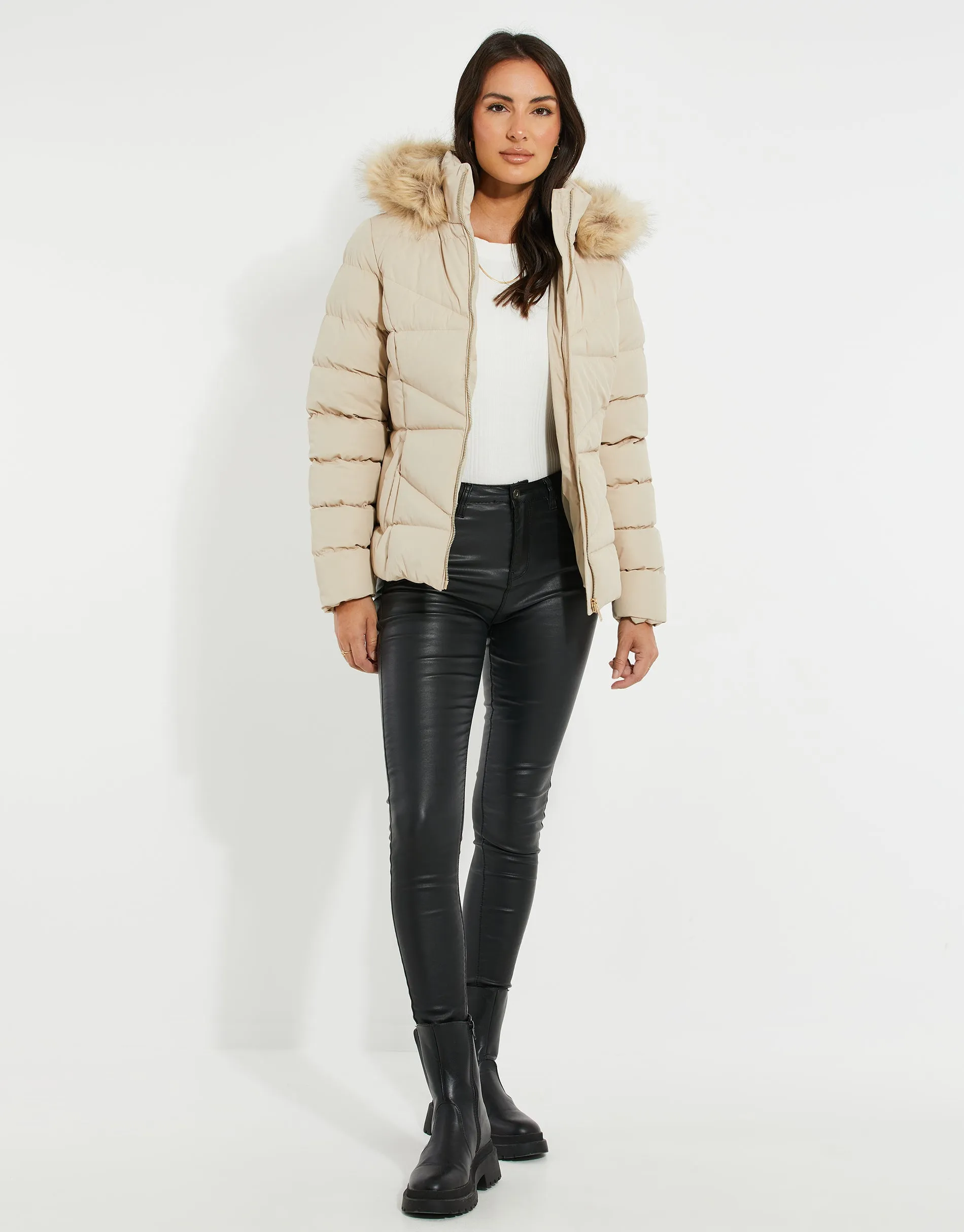 Women's Stone Short Parka Jacket sold by Threadbare product image thumbnail 3