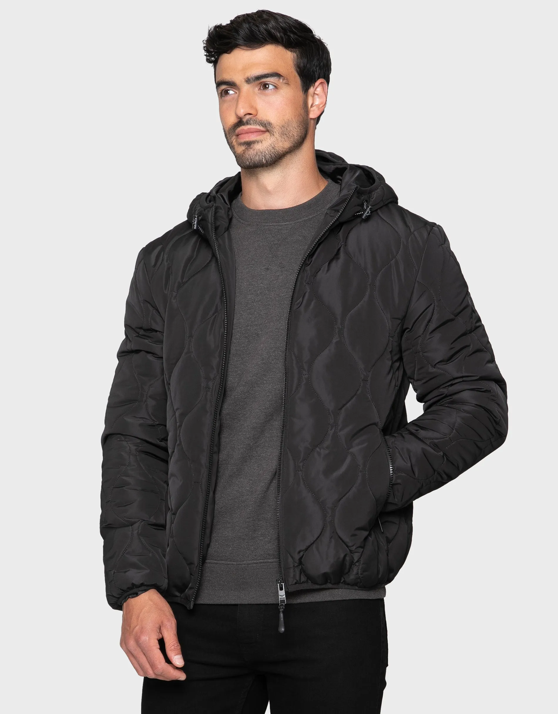Men's Black Onion Quilted Jacket sold by Threadbare