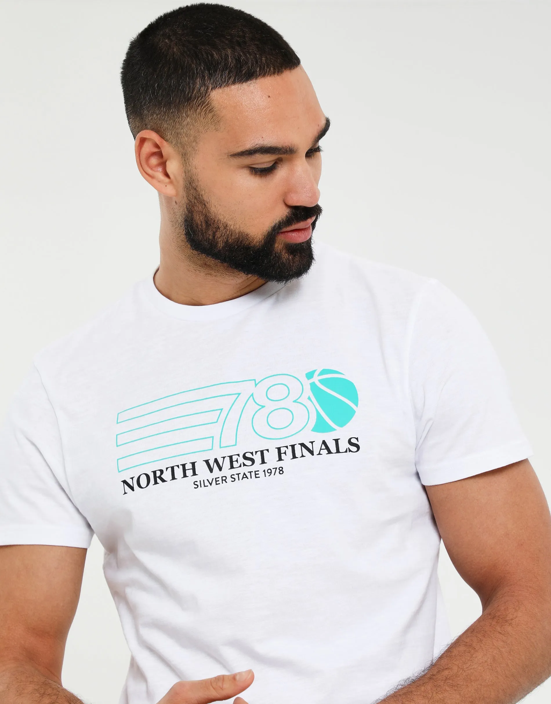 Men's White Graphic Print Short Sleeve T-Shirt sold by Threadbare product image thumbnail 4