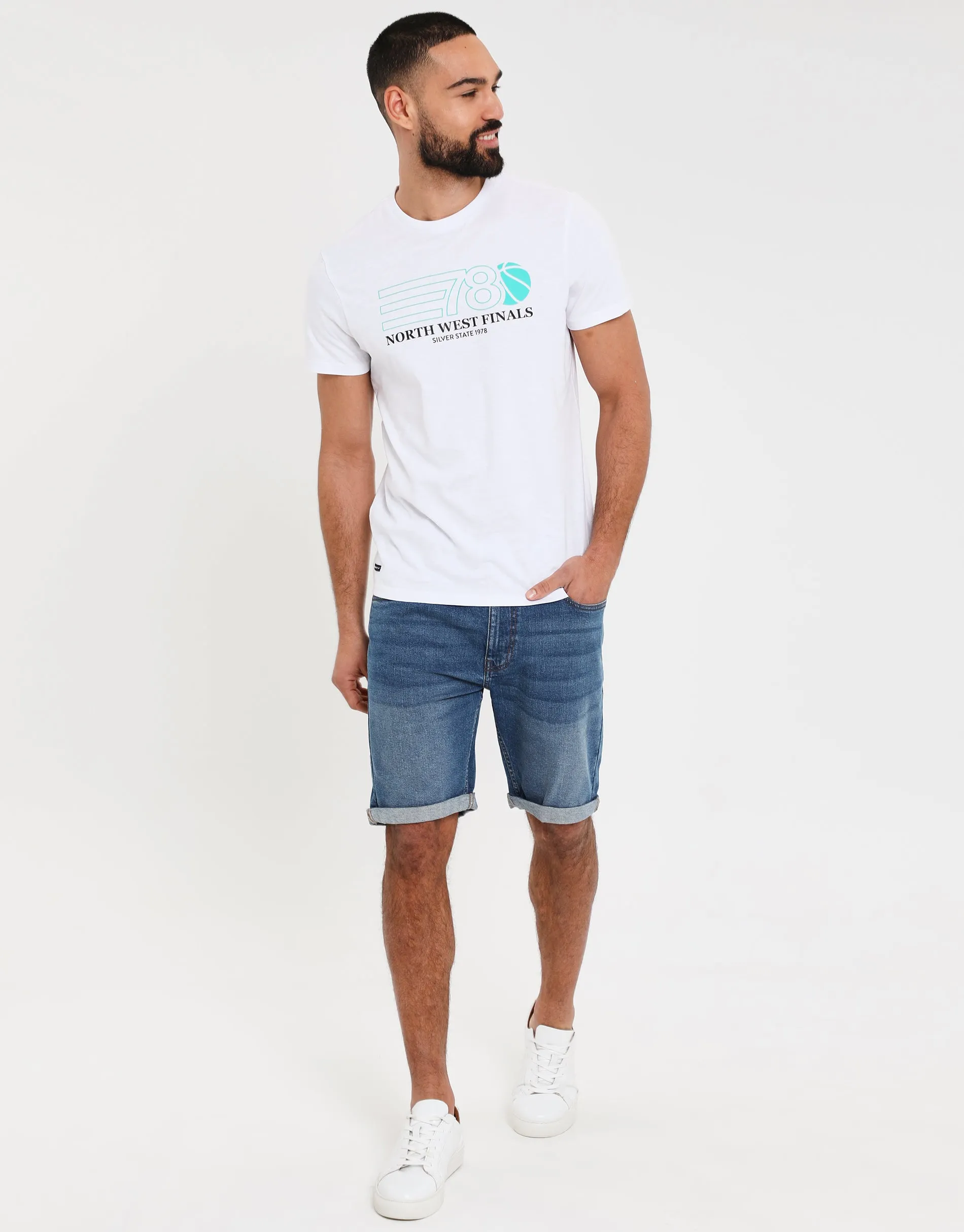 Men's White Graphic Print Short Sleeve T-Shirt sold by Threadbare product image thumbnail 3