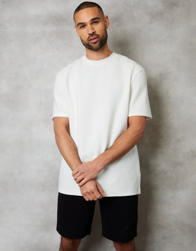 Men's Ecru Textured Relaxed Fit T-Shirt sold by Threadbare