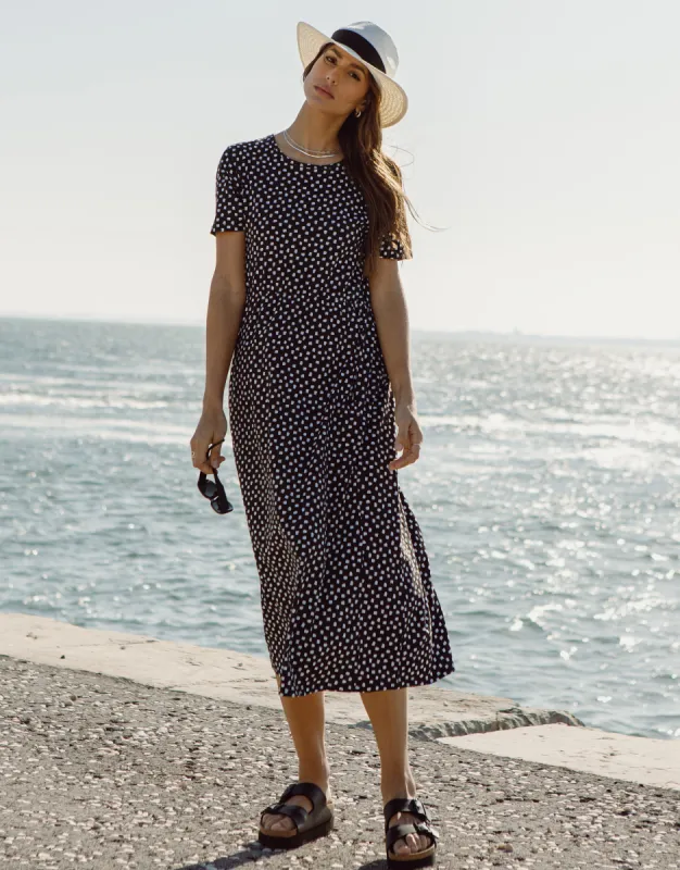 Women's Black Spot Jersey Midi Smock Dress with Pockets sold by Threadbare