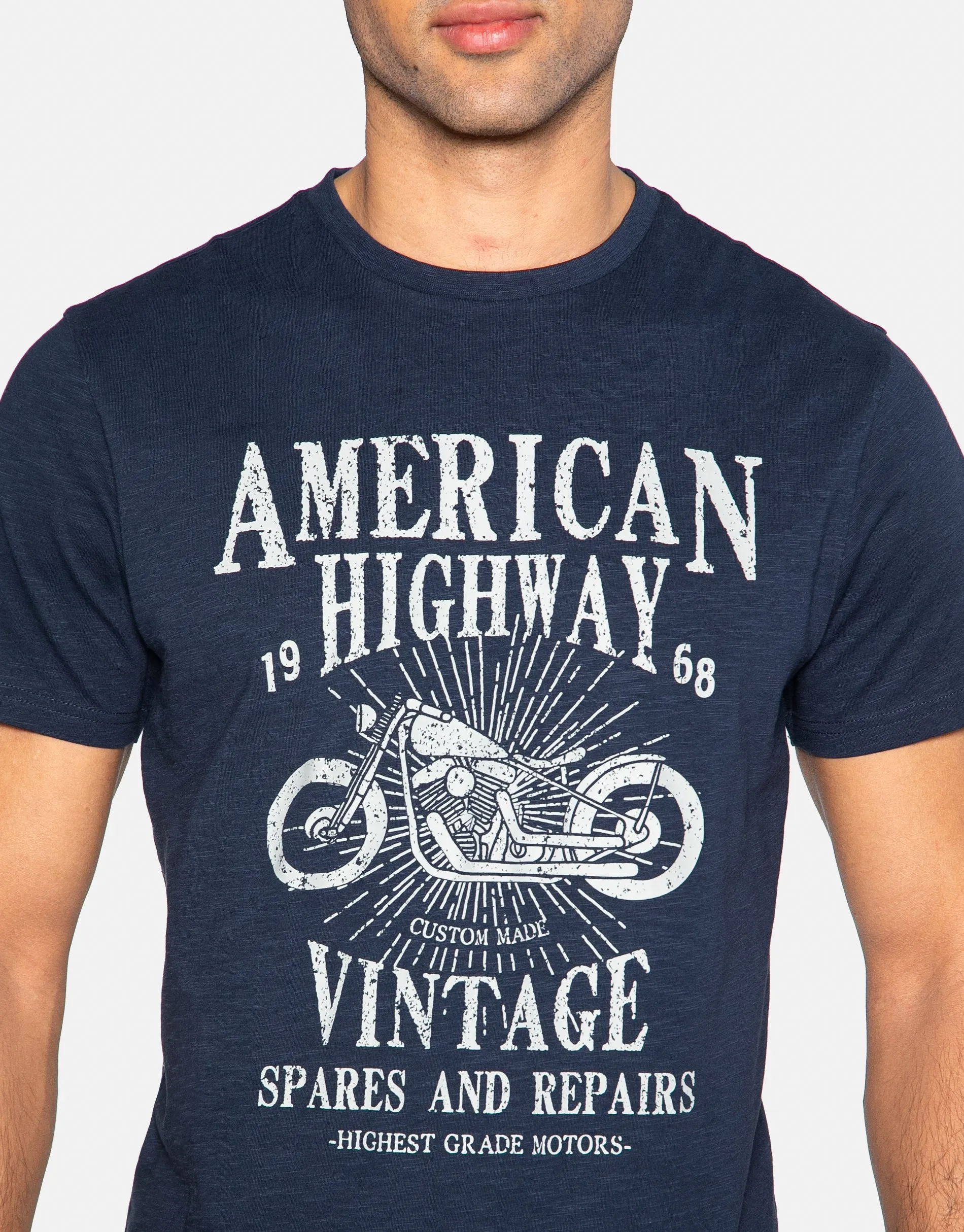 Men's Navy Highway Cotton T Shirt sold by Threadbare product image thumbnail 4