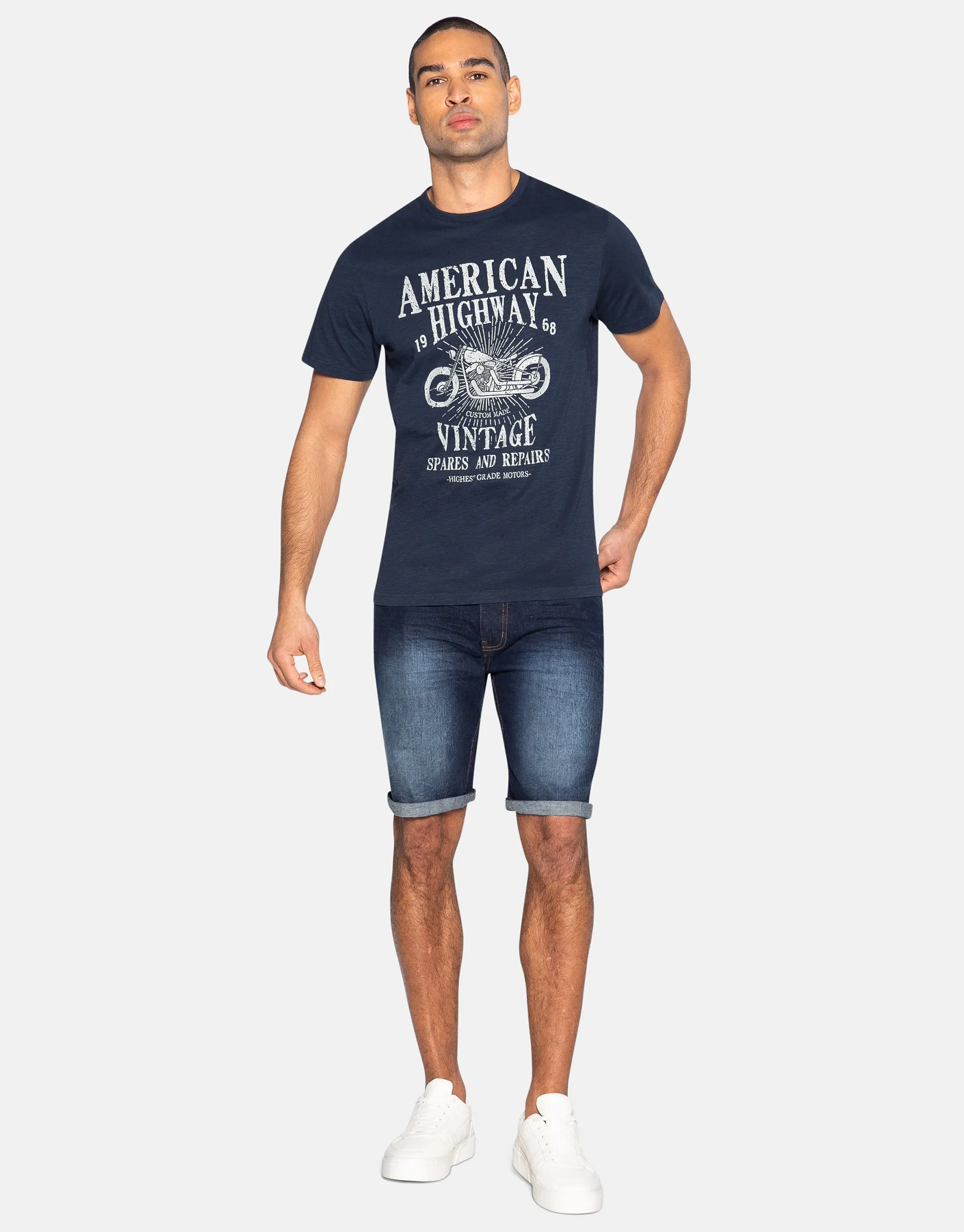 Men's Navy Highway Cotton T Shirt sold by Threadbare product image thumbnail 3