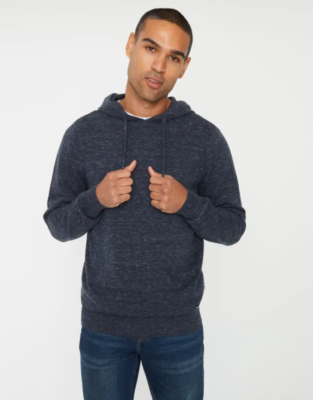 Threadbare Men's Navy Space Dye Knitted Hoodie sold by Threadbare