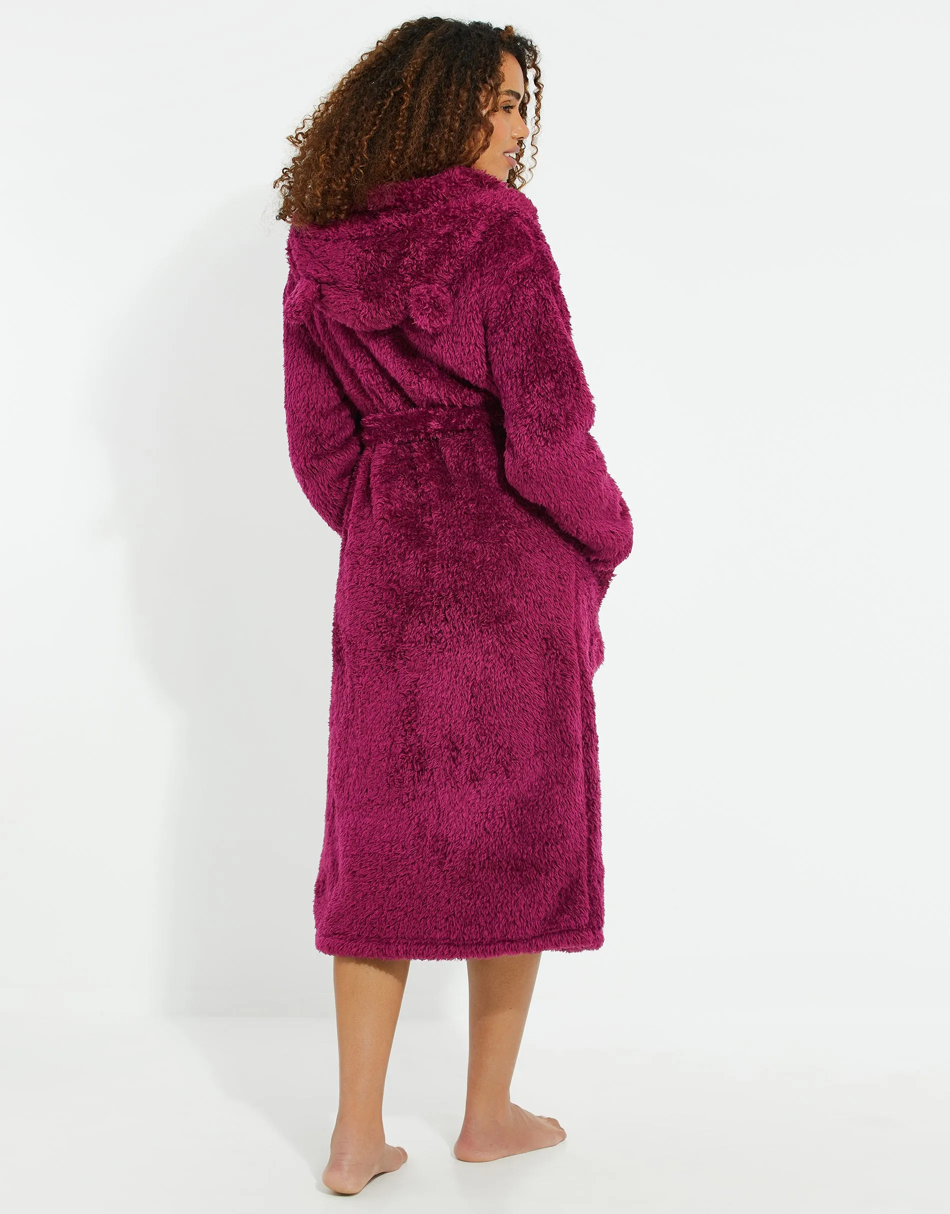 Women's Dark Pink Fluffy Dressing Gown sold by Threadbare product image thumbnail 2