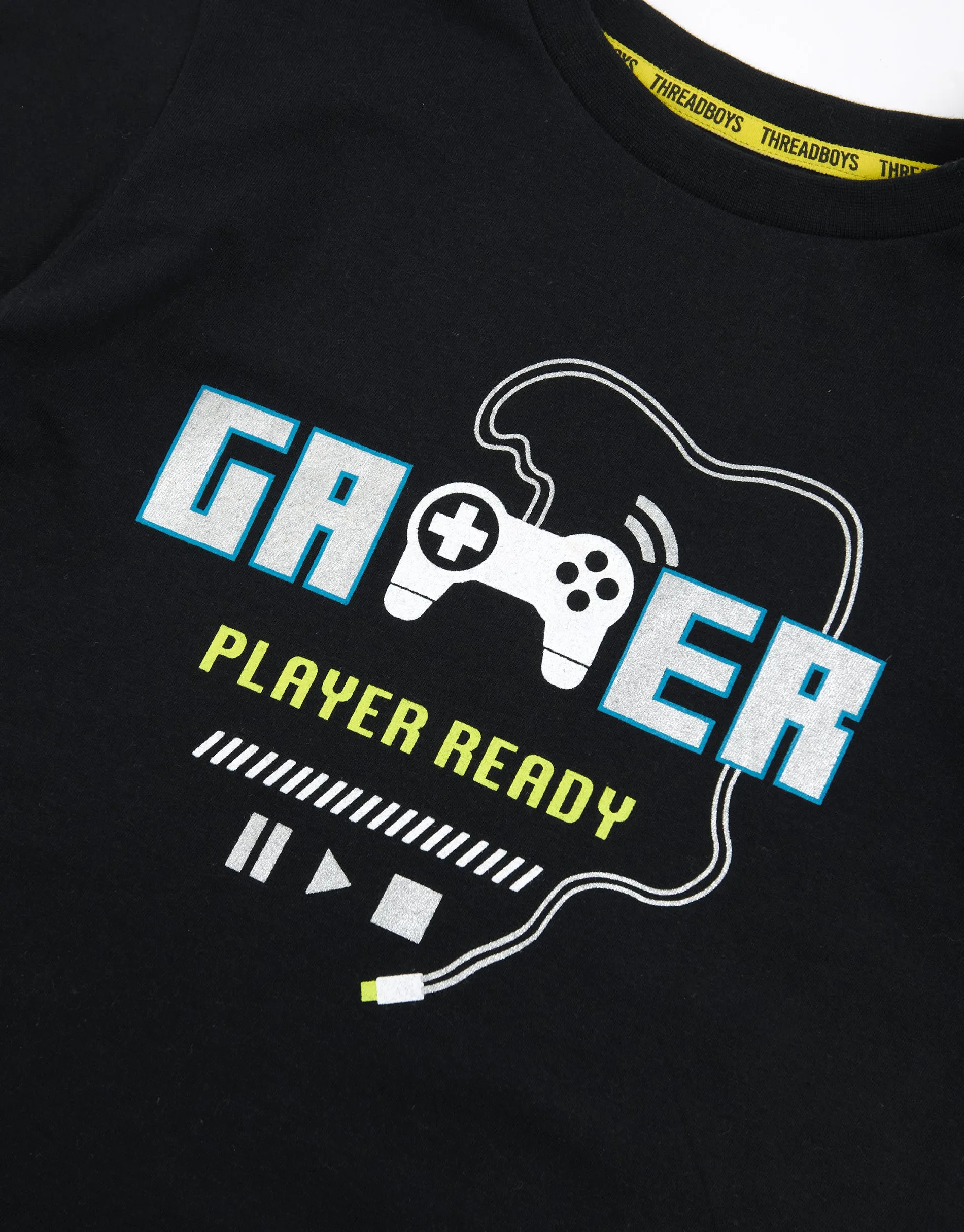 Boys' Black & Yellow Gaming Pyjamas (2-Piece Set) sold by Threadbare product image thumbnail 4