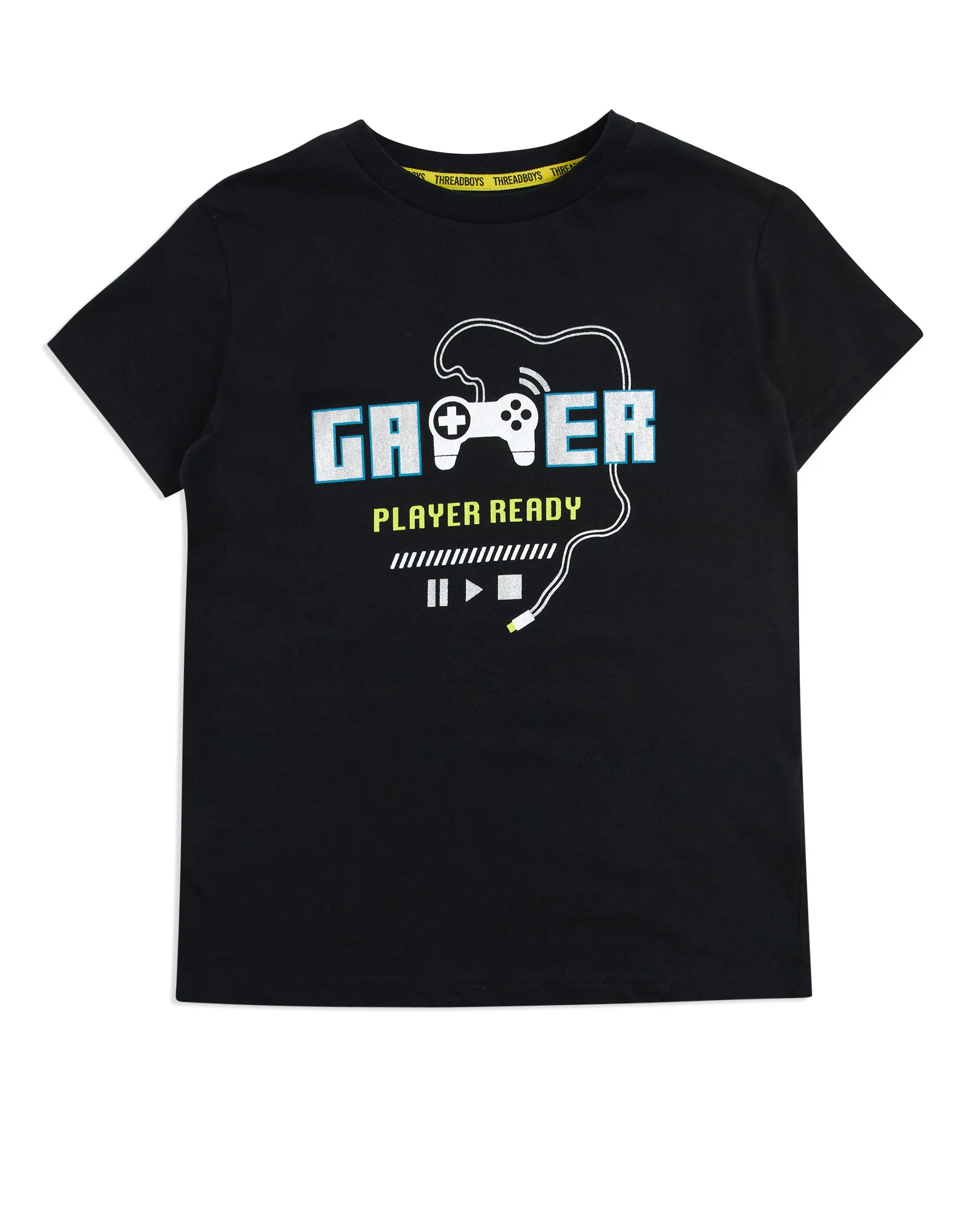 Boys' Black & Yellow Gaming Pyjamas (2-Piece Set) sold by Threadbare product image thumbnail 2