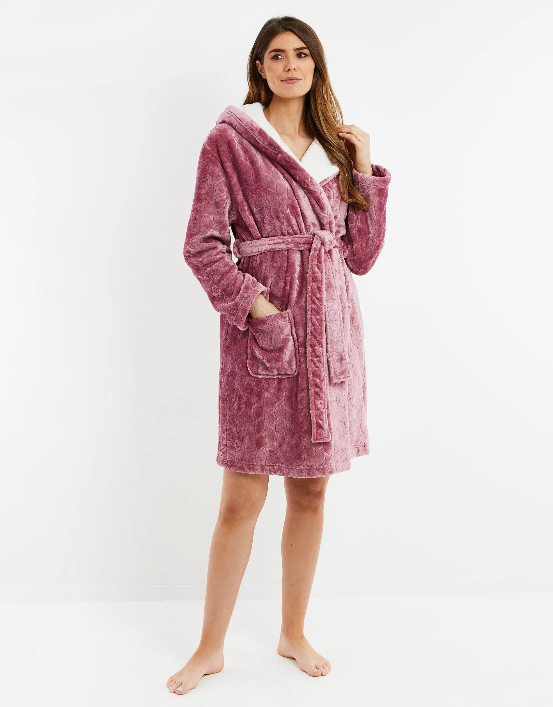 Women's Pink Soft Touch Dressing Gown sold by Threadbare product image thumbnail 4