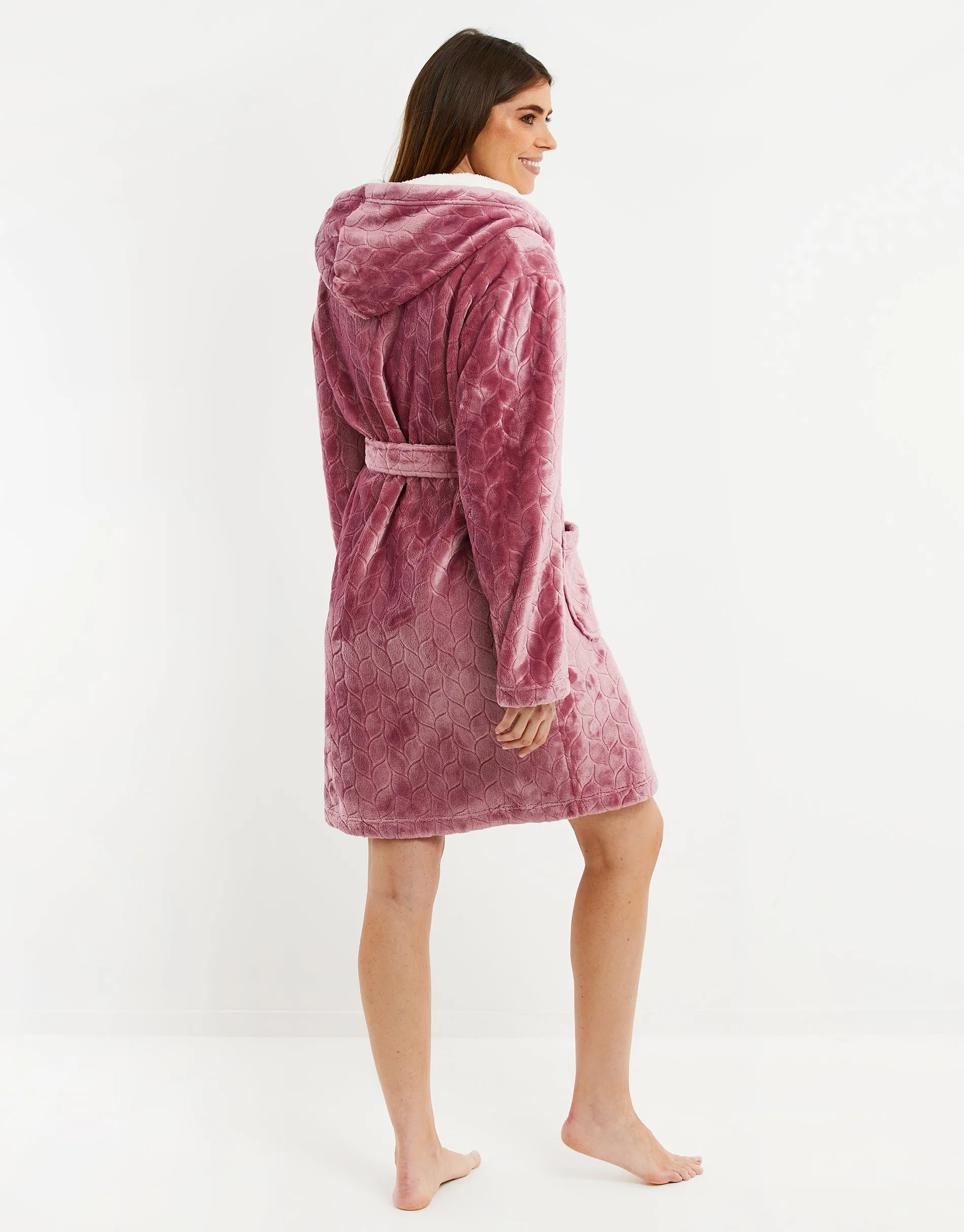 Women's Pink Soft Touch Dressing Gown sold by Threadbare product image thumbnail 3