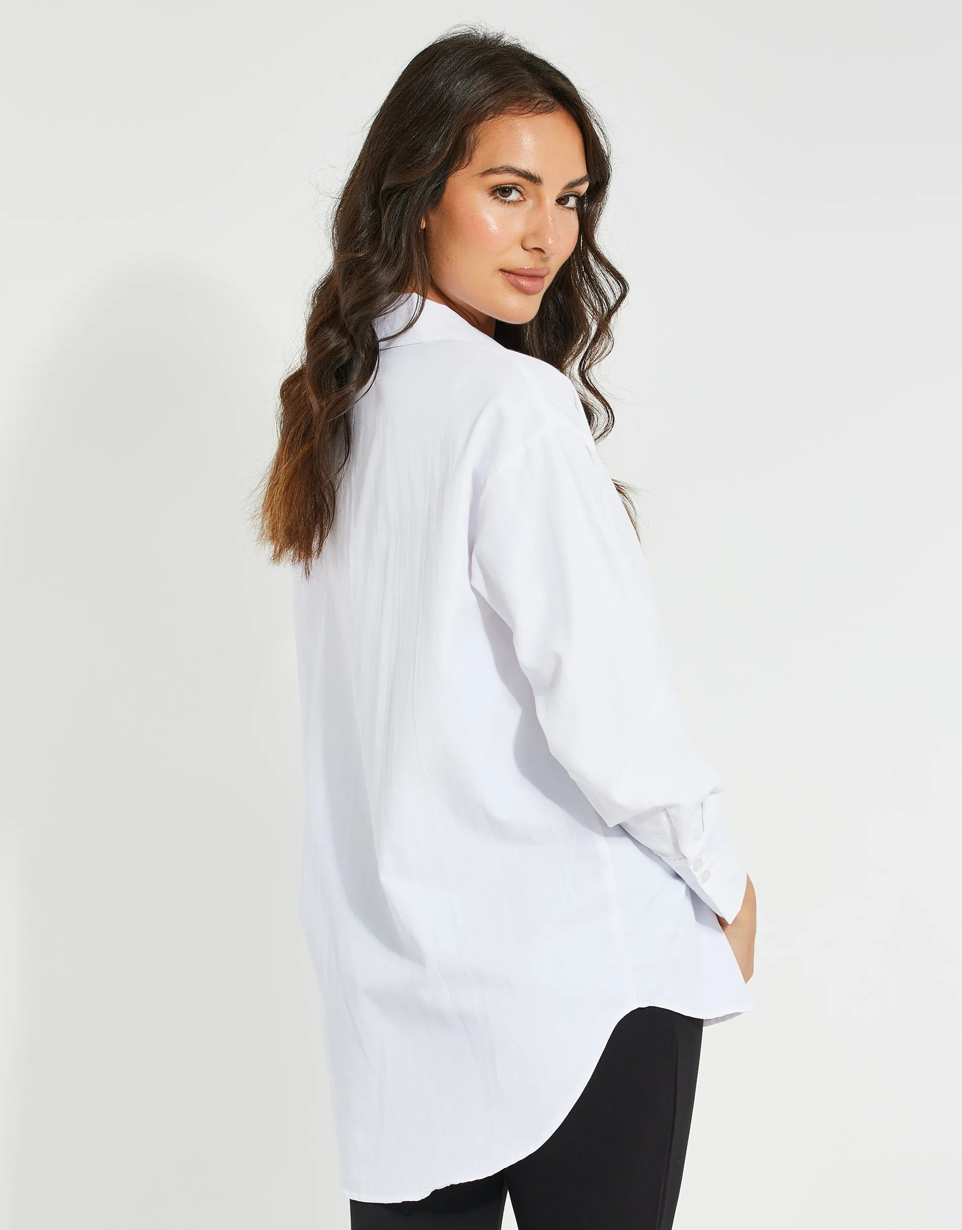 Women's White Longline Oversized Shirt sold by Threadbare product image thumbnail 2