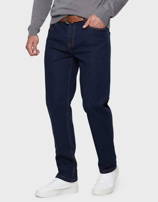 Men's Blue Rinse Straight Leg Belted Jeans sold by Threadbare