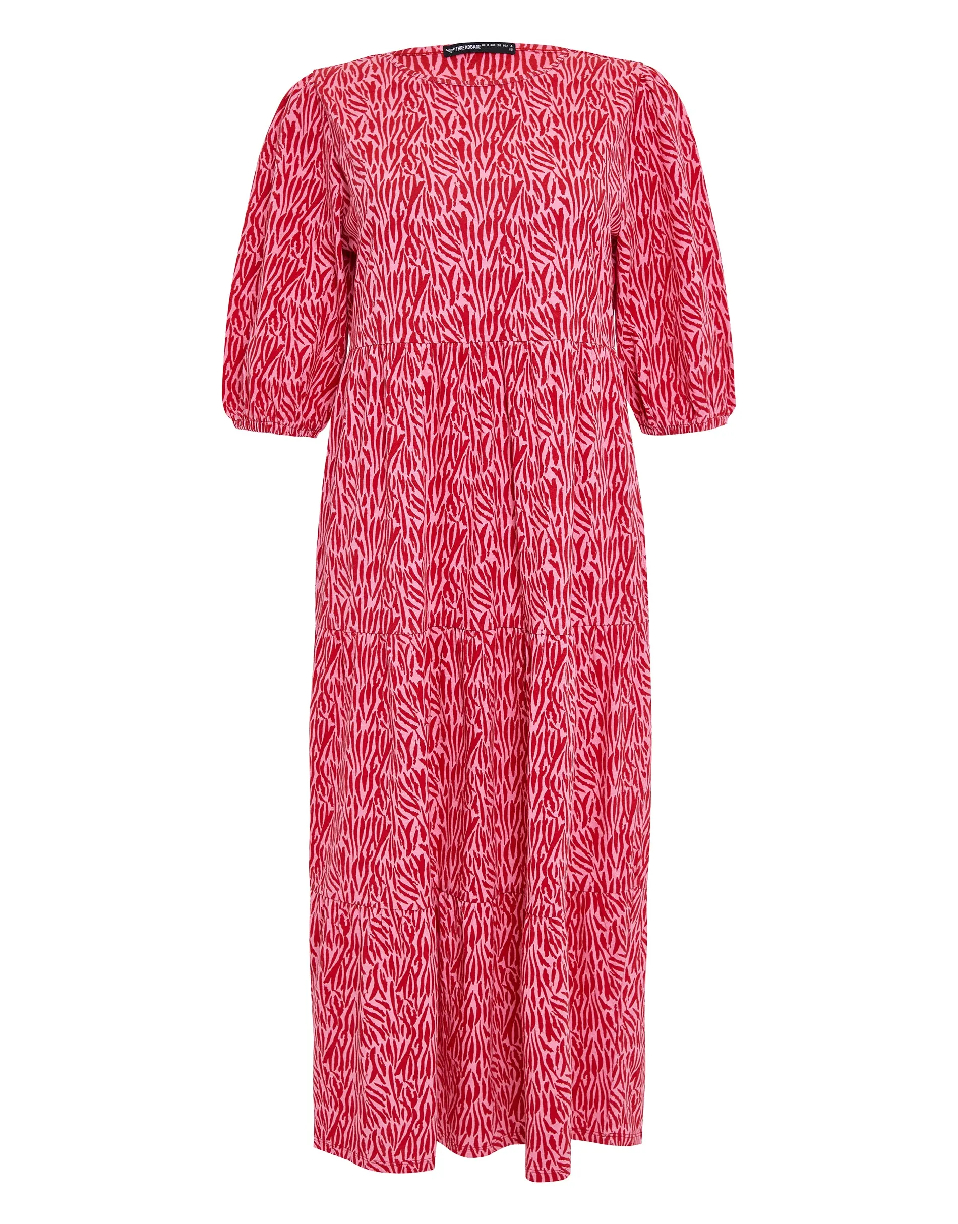 Women's Pink Zebra Print Tiered Midi Dress sold by Threadbare product image thumbnail 5