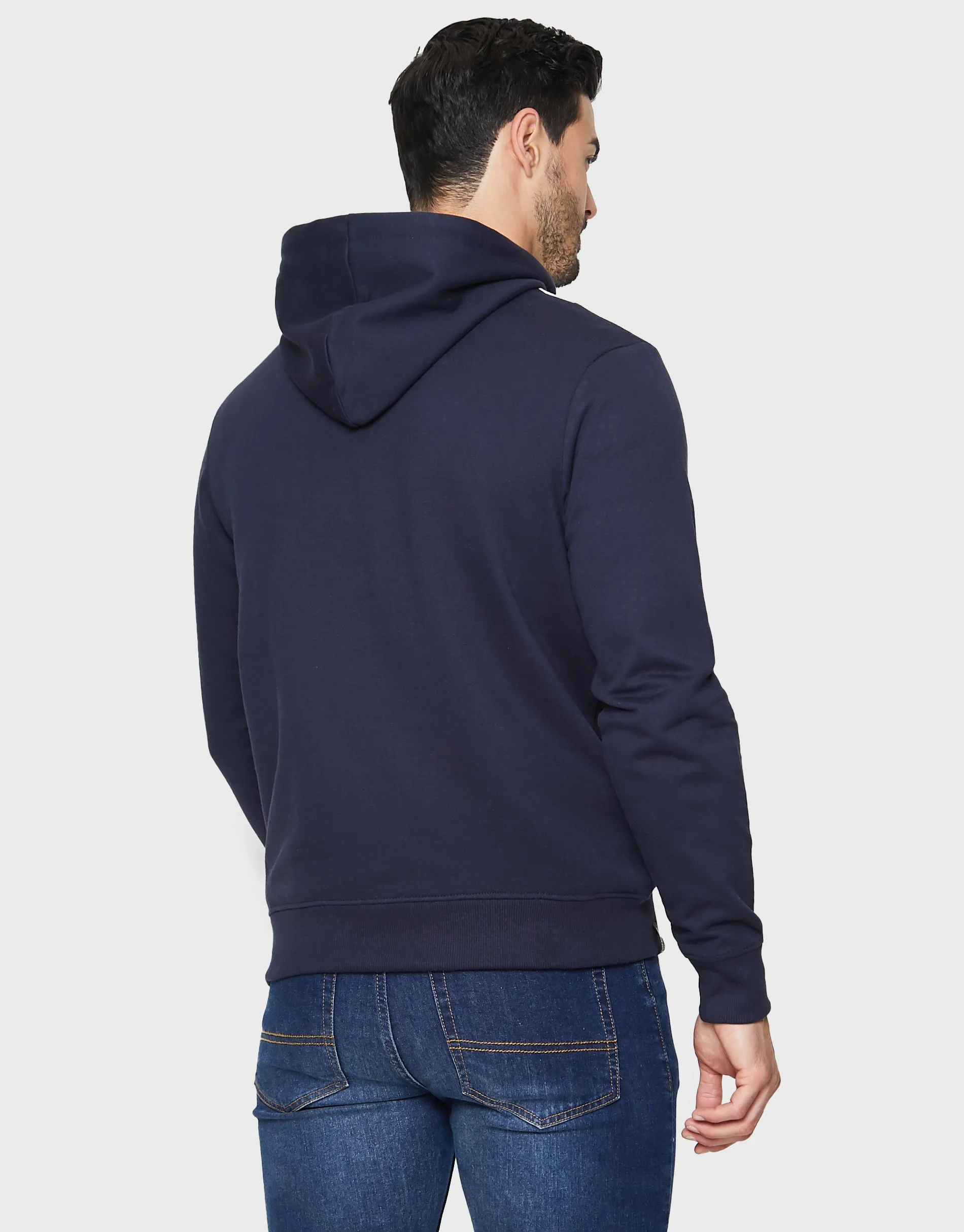 Men's Navy Colourblock Pullover Hoodie sold by Threadbare product image thumbnail 2