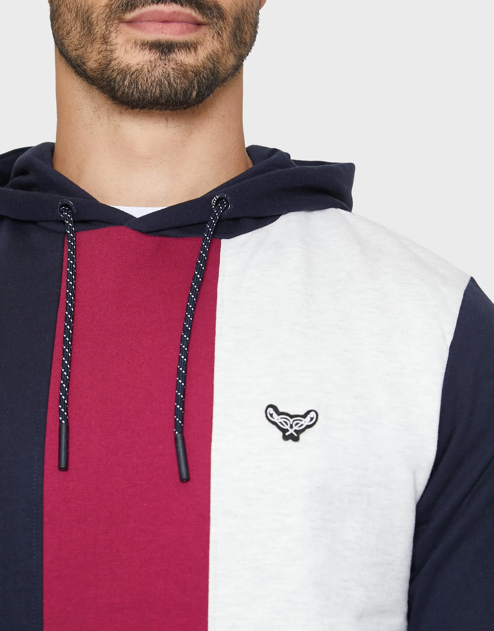 Men's Navy Colourblock Pullover Hoodie sold by Threadbare product image thumbnail 4