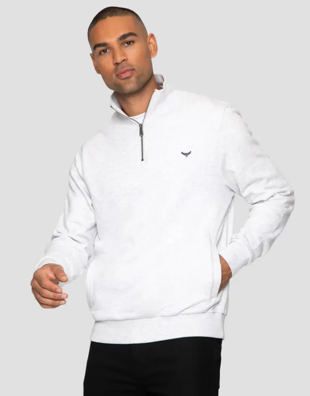 Men's Ecru Marl Quarter Zip Knitted Sweatshirt sold by Threadbare