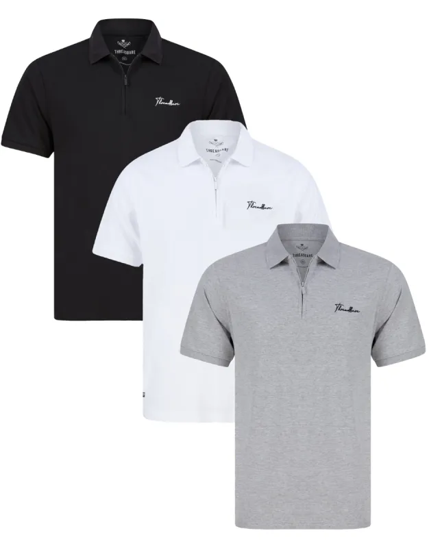 Men's Script Cotton Polo Shirts (3 Pack) sold by Threadbare
