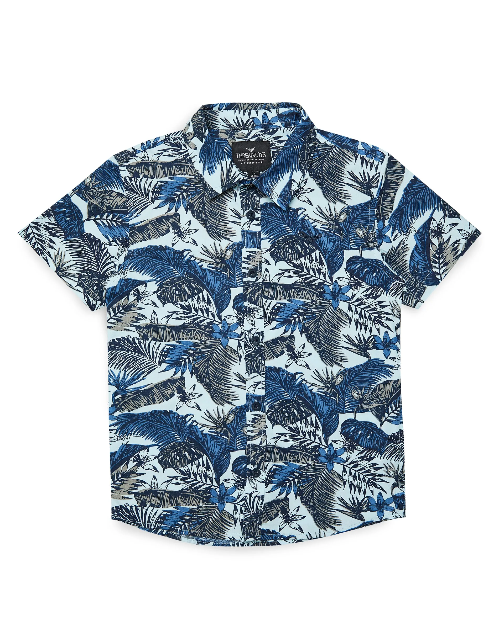 Boys' Navy Tropical Print Short Sleeve Shirt sold by Threadbare product image thumbnail 2