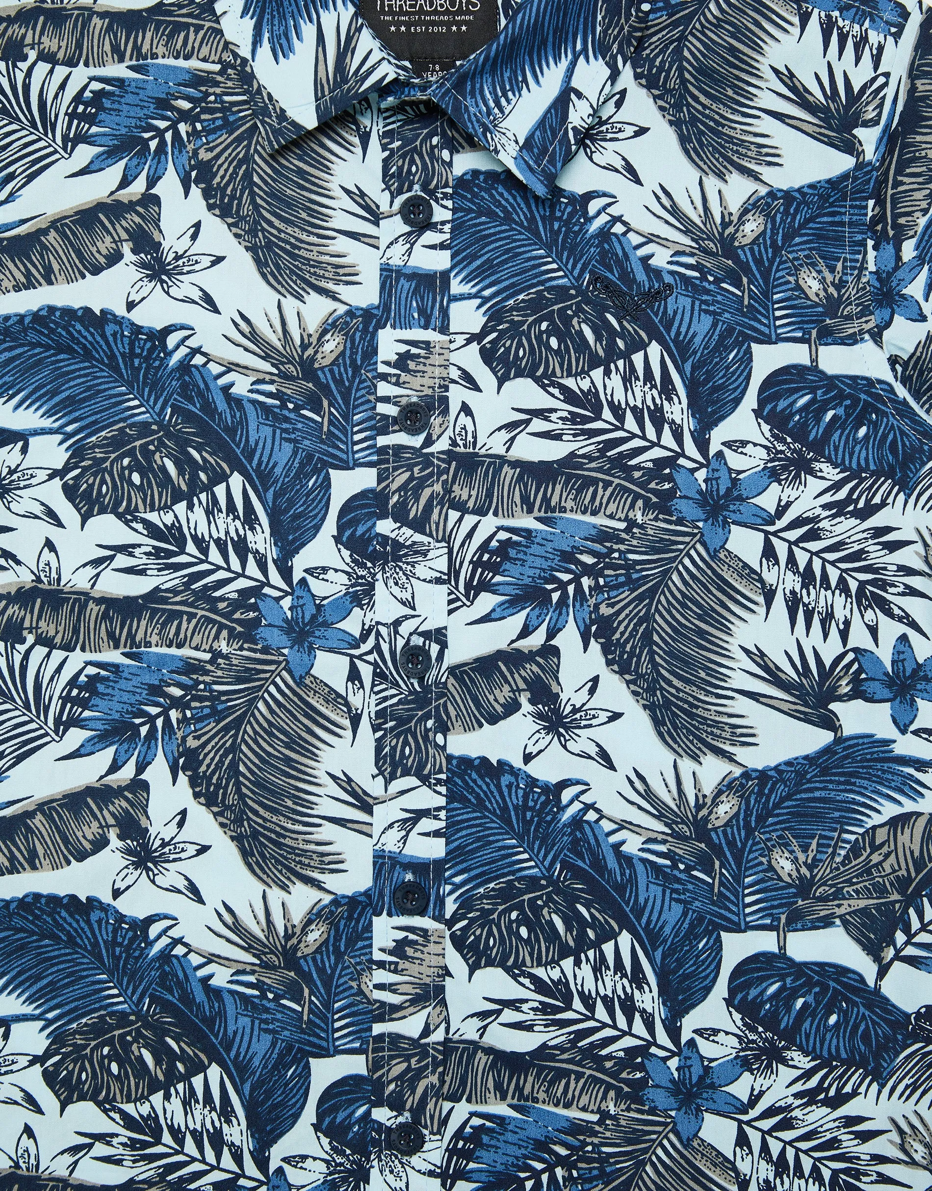 Boys' Navy Tropical Print Short Sleeve Shirt sold by Threadbare product image thumbnail 4