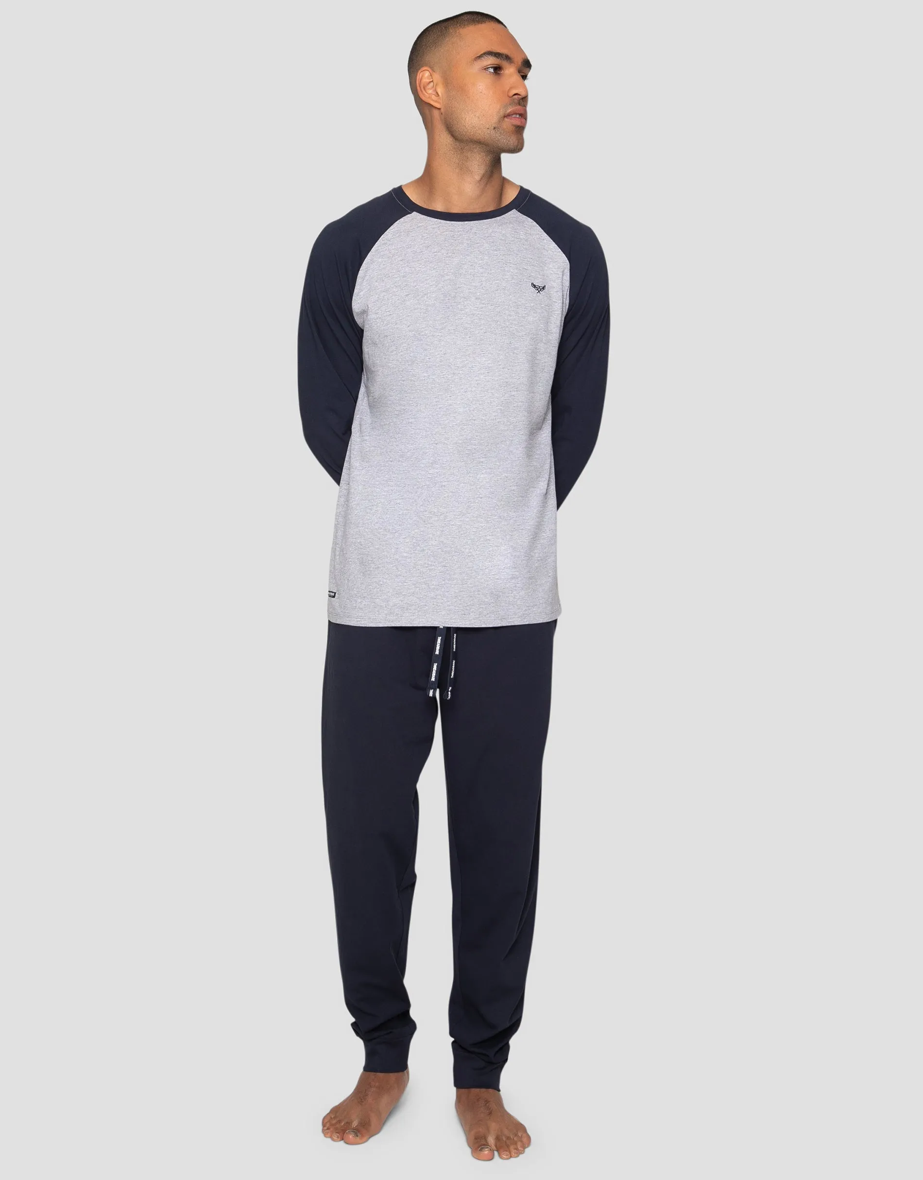 Men's Grey & Navy Raglan Sleeve Pyjamas (2-Piece Set) sold by Threadbare