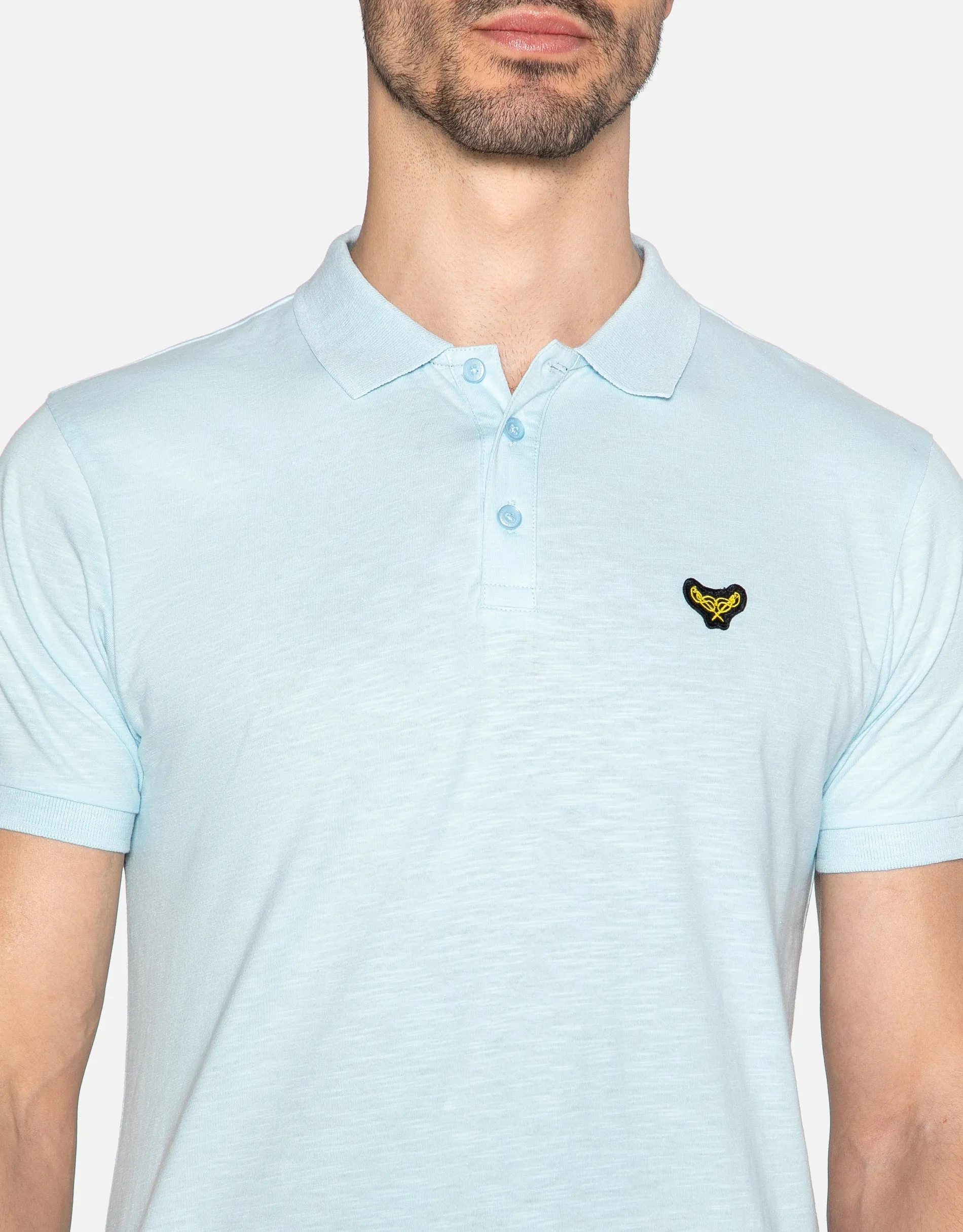 Men's Light Blue Short Sleeve Polo Shirt sold by Threadbare product image thumbnail 4