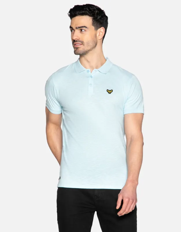 Men's Light Blue Short Sleeve Polo Shirt sold by Threadbare