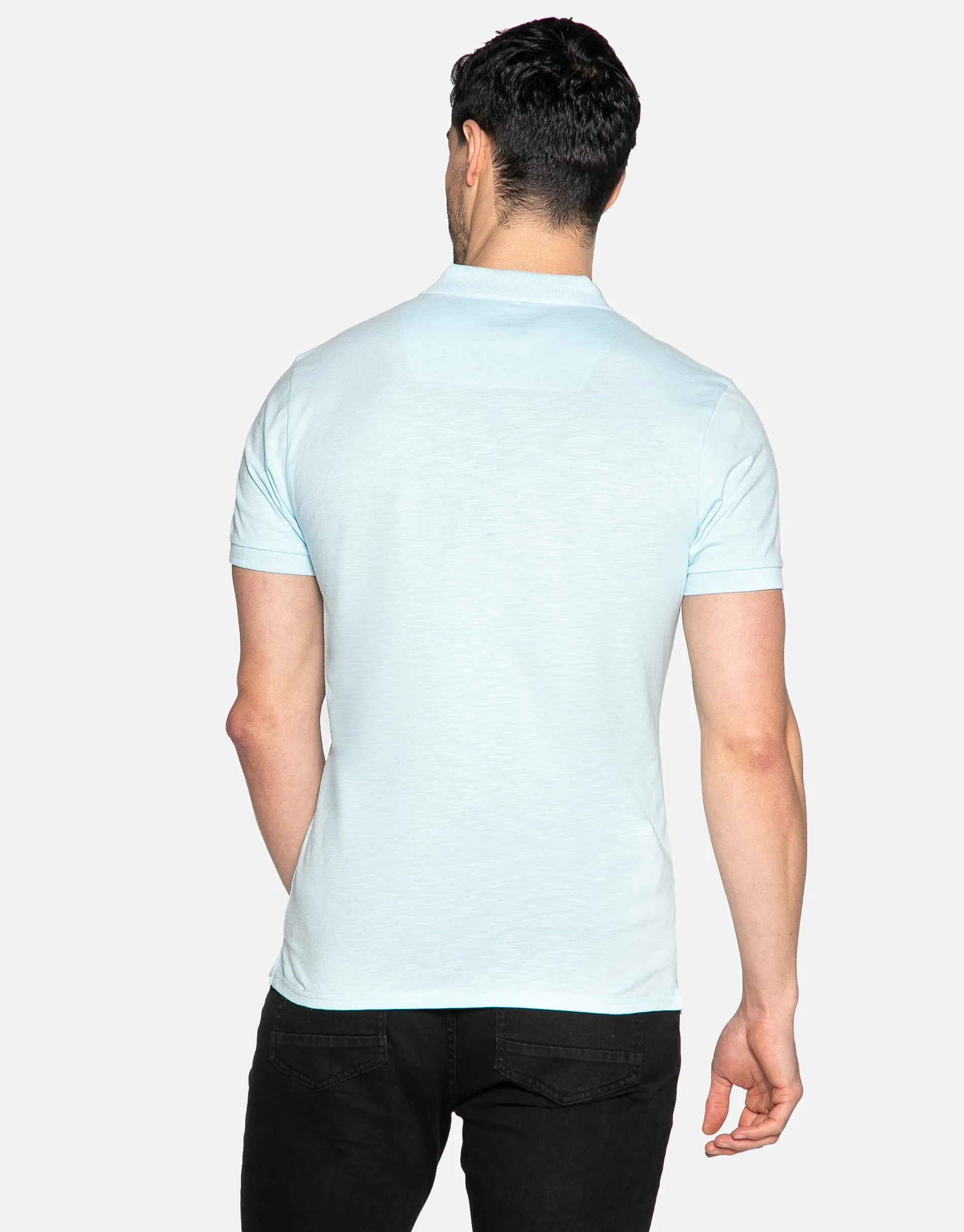 Men's Light Blue Short Sleeve Polo Shirt sold by Threadbare product image thumbnail 2