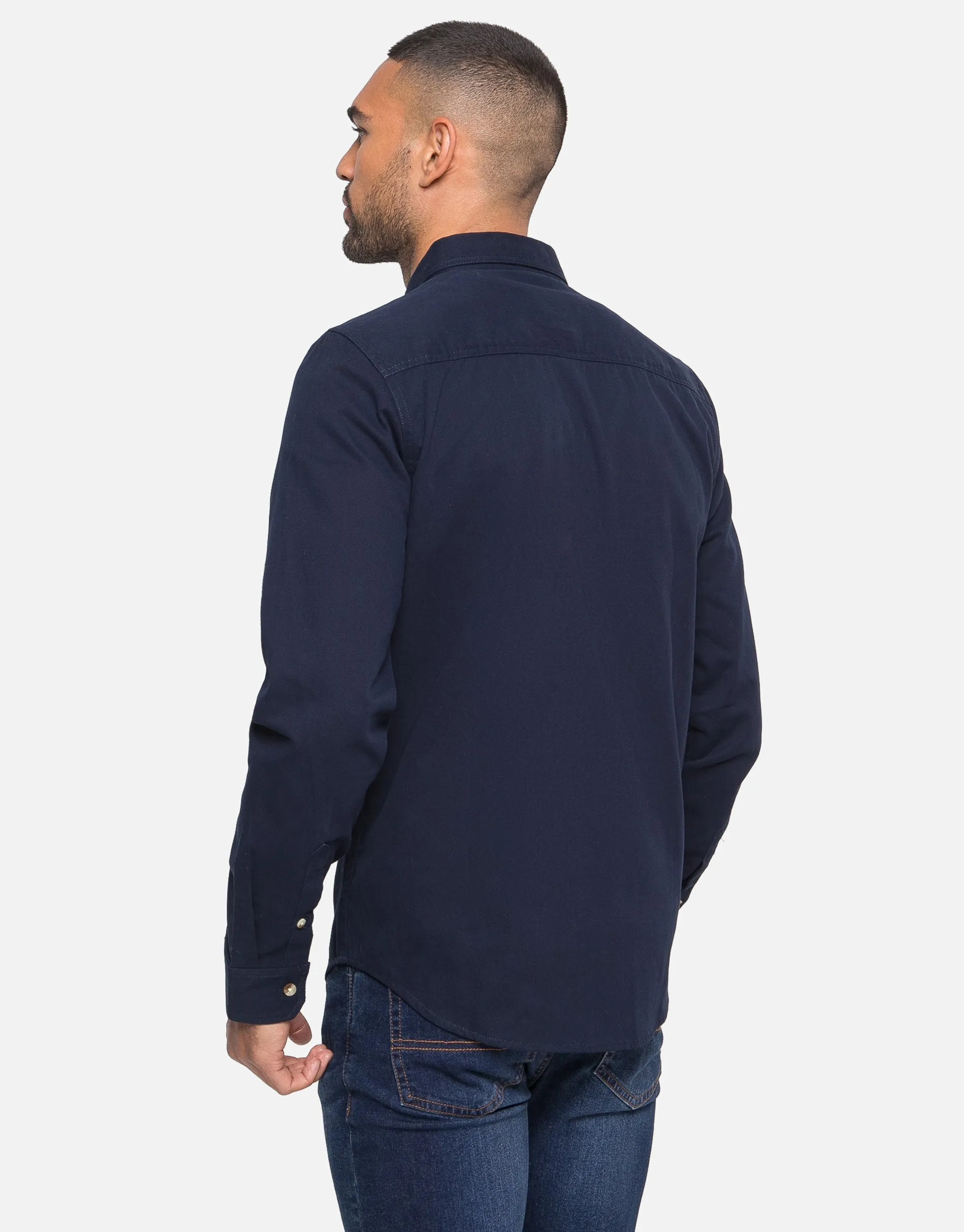 Men's Navy Plain Long Sleeve Shirt sold by Threadbare product image thumbnail 2
