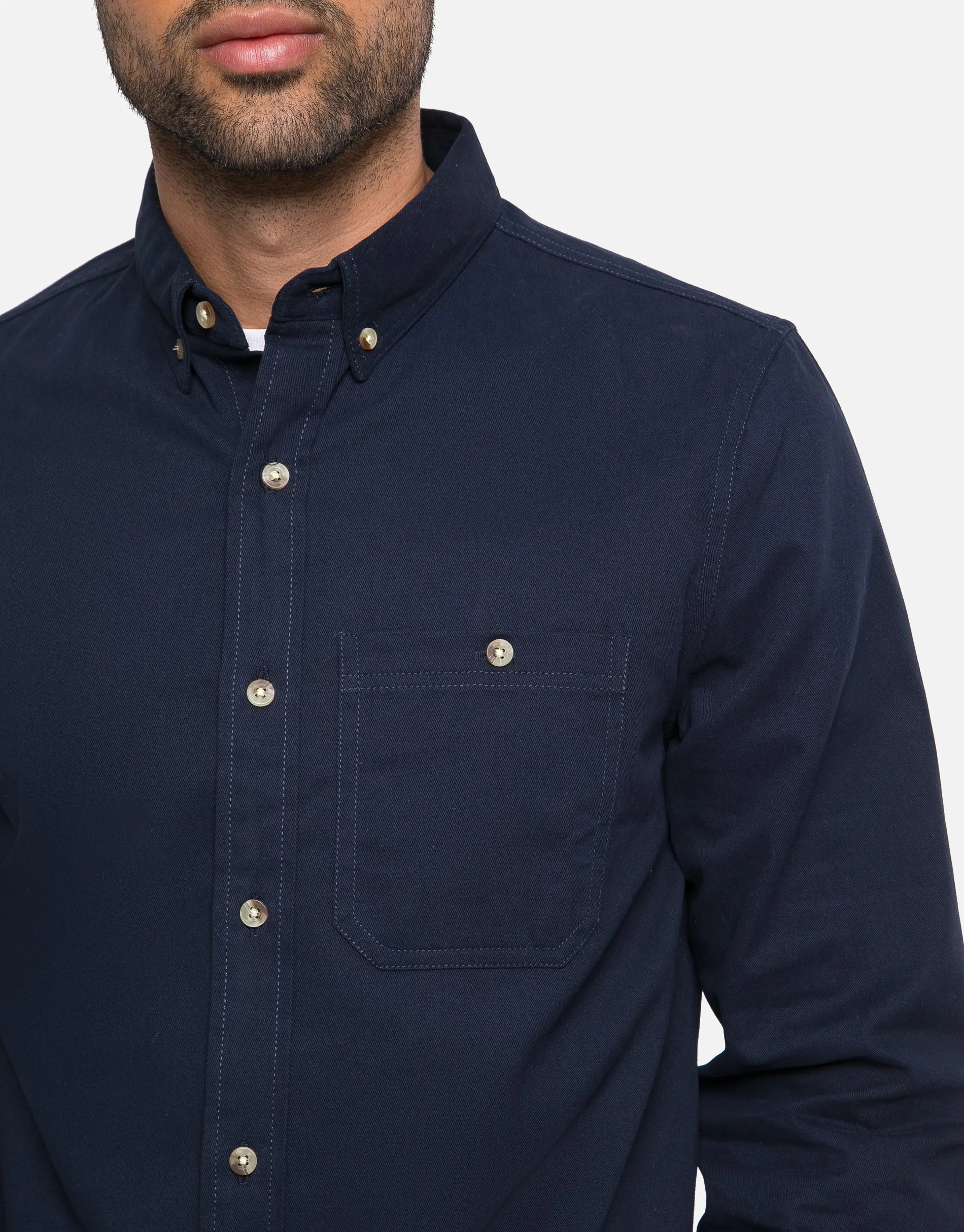 Men's Navy Plain Long Sleeve Shirt sold by Threadbare product image thumbnail 4