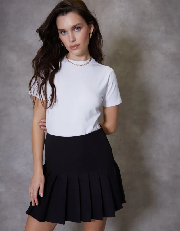 Women's Black Stretch Mini Pleated Tennis Skirt sold by Threadbare