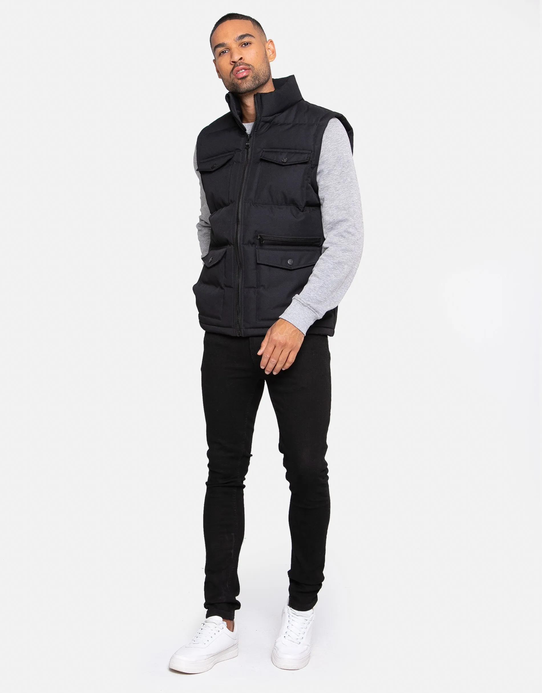 Men's Black Padded Gilet sold by Threadbare product image thumbnail 3